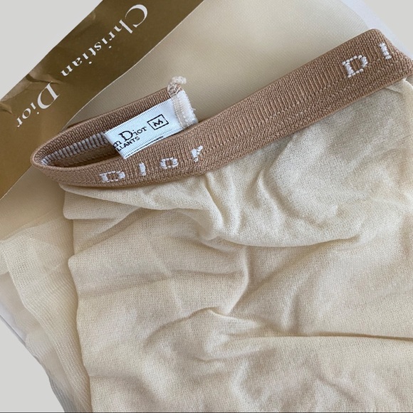 Vintage Christian Dior Ivory Logo Tights - Picture 4 of 5